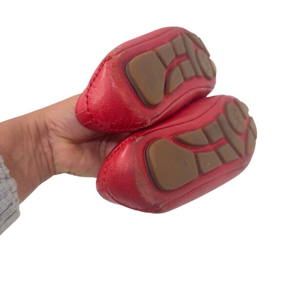 Michael Kors Women Red Leather Gold Logo Slip On Flats Shoes Size 6 - Picture 6 of 14